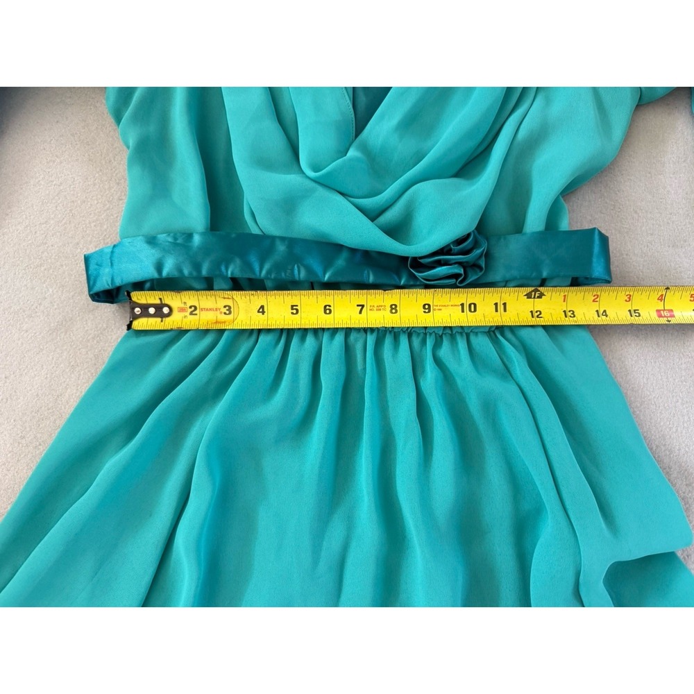 Vintage Emma Domb California Teal Chiffon Romantic Whimsigoth Party Dress Small - Picture 12 of 15
